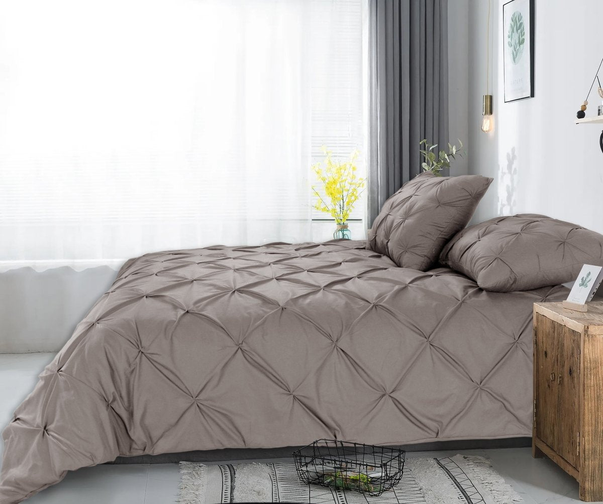 100% Cotton Duvet Cover Set Salvador | Taupe | Double - 200cm (W) x 220cm (L) - The Bedding & Blankets Store