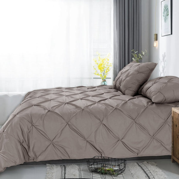 100% Cotton Duvet Cover Set Salvador | Taupe | Double - 200cm (W) x 220cm (L) - The Bedding & Blankets Store