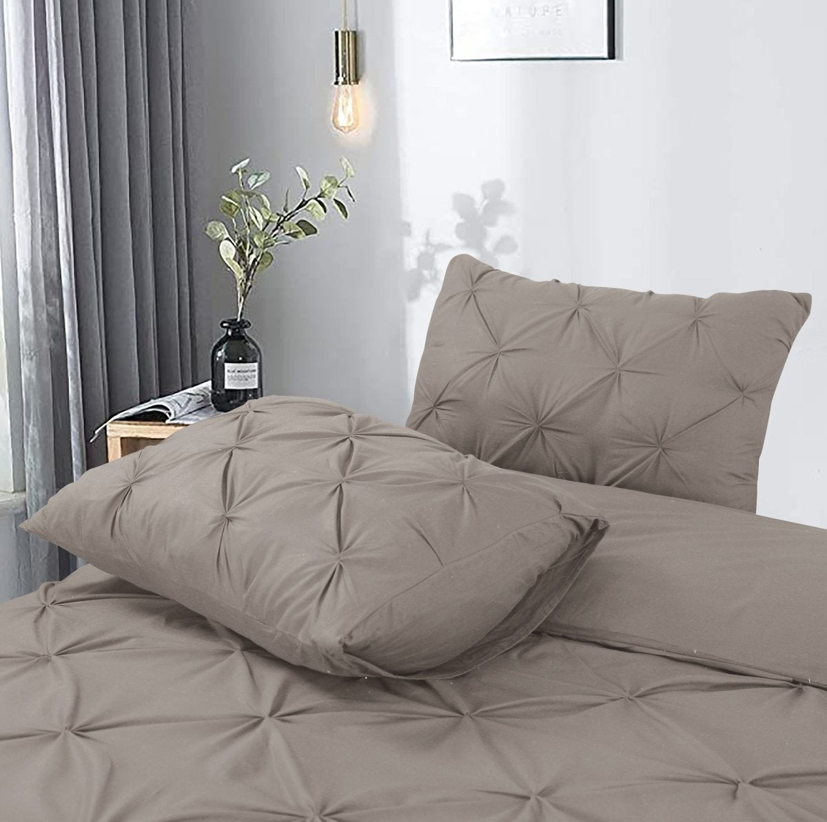 100% Cotton Duvet Cover Set Salvador | Taupe | Double - 200cm (W) x 220cm (L) - The Bedding & Blankets Store