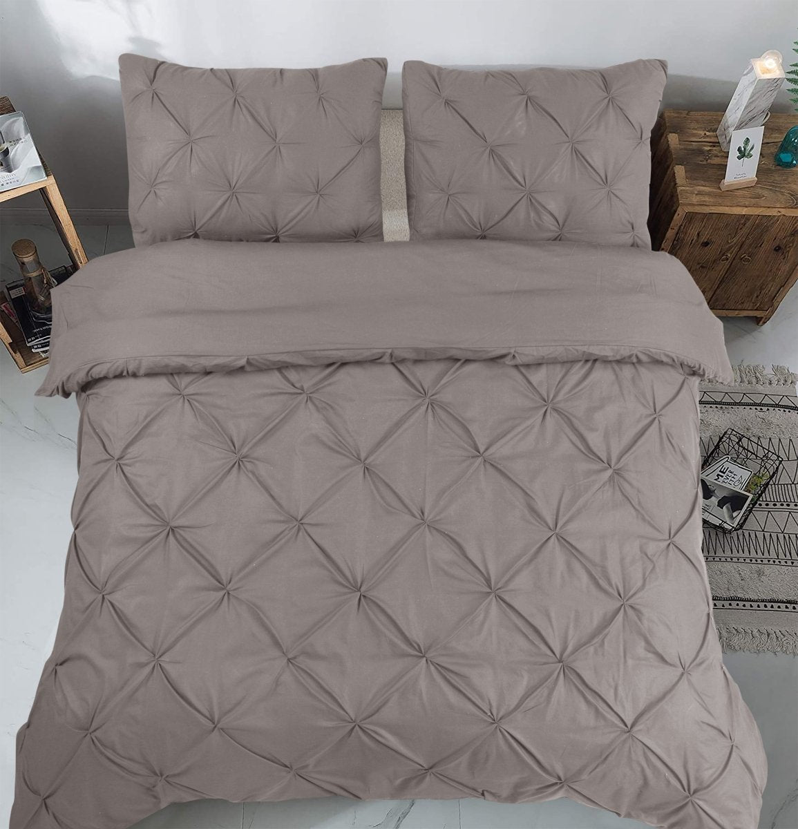100% Cotton Duvet Cover Set Salvador | Taupe | Double - 200cm (W) x 220cm (L) - The Bedding & Blankets Store