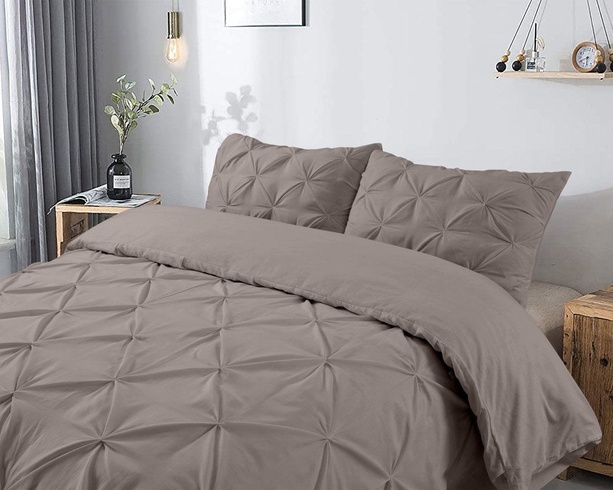 100% Cotton Duvet Cover Set Salvador | Taupe | Double - 200cm (W) x 220cm (L) - The Bedding & Blankets Store