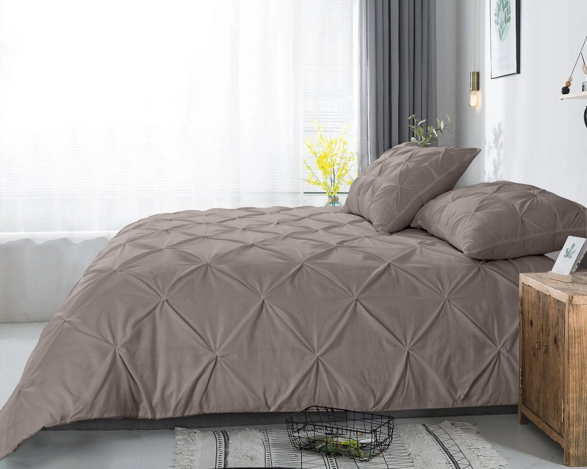 100% Cotton Duvet Cover Set Salvador | Taupe | Double - 200cm (W) x 220cm (L) - The Bedding & Blankets Store