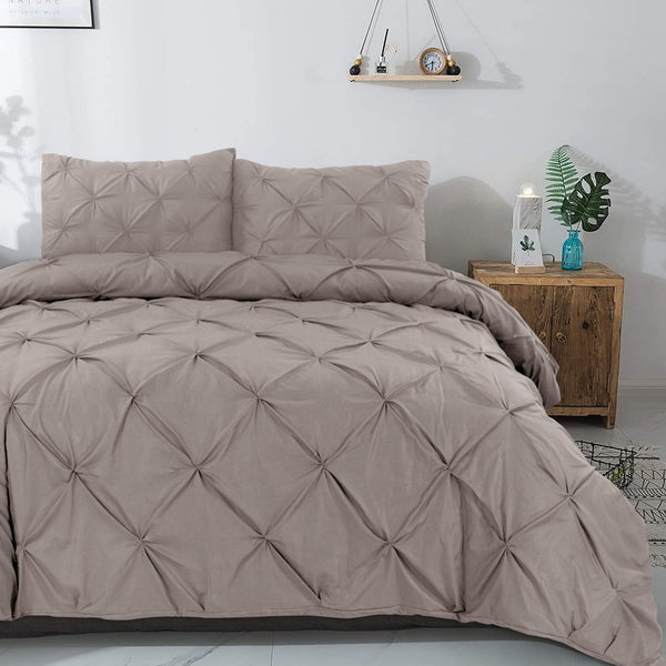 100% Cotton Duvet Cover Set Salvador | Taupe | Double - 200cm (W) x 220cm (L) - The Bedding & Blankets Store