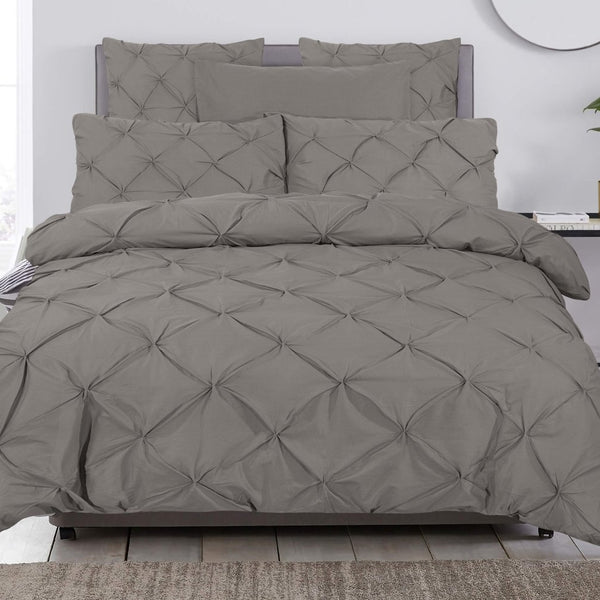 100% Cotton Duvet Cover Set Salvador | Taupe | Single - 140cm (W) x 220cm (L) - The Bedding & Blankets Store