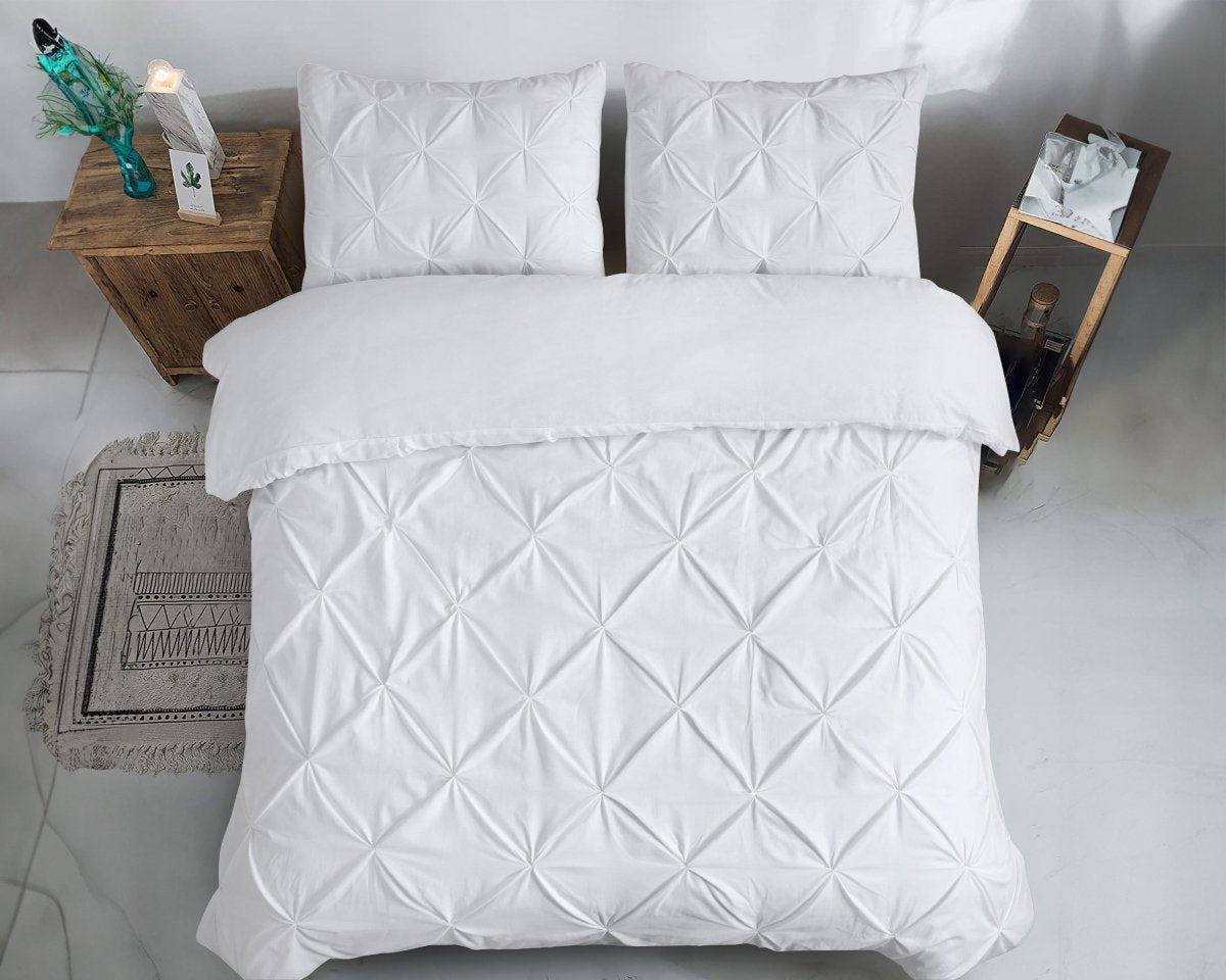 100% Cotton Duvet Cover Set Salvador | White | Double - 200cm (W) x 220cm (L) - The Bedding & Blankets Store