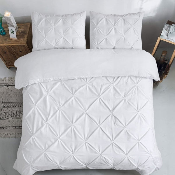 100% Cotton Duvet Cover Set Salvador | White | Double - 200cm (W) x 220cm (L) - The Bedding & Blankets Store