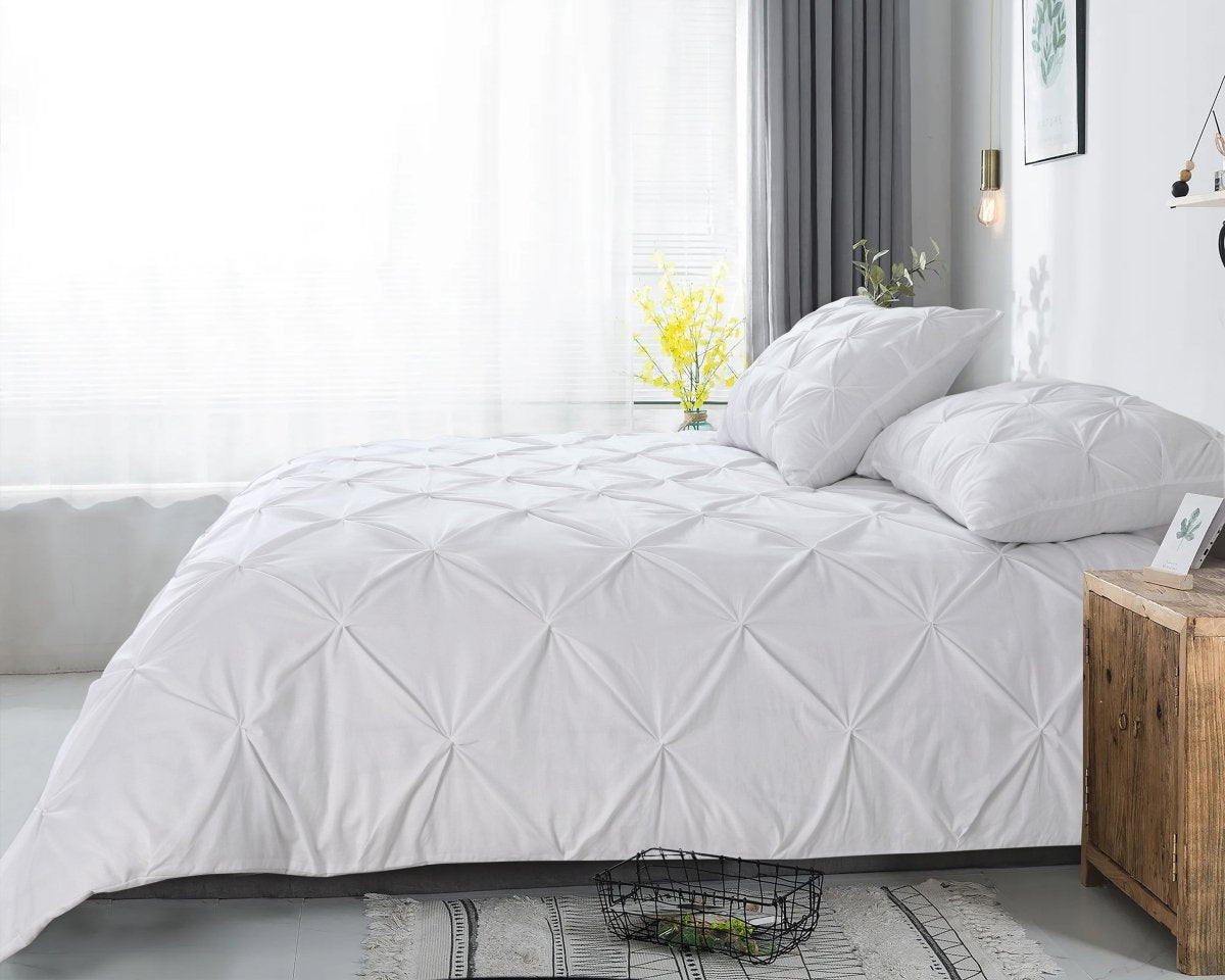 100% Cotton Duvet Cover Set Salvador | White | Single - 140cm (W) x 220cm (L) - The Bedding & Blankets Store