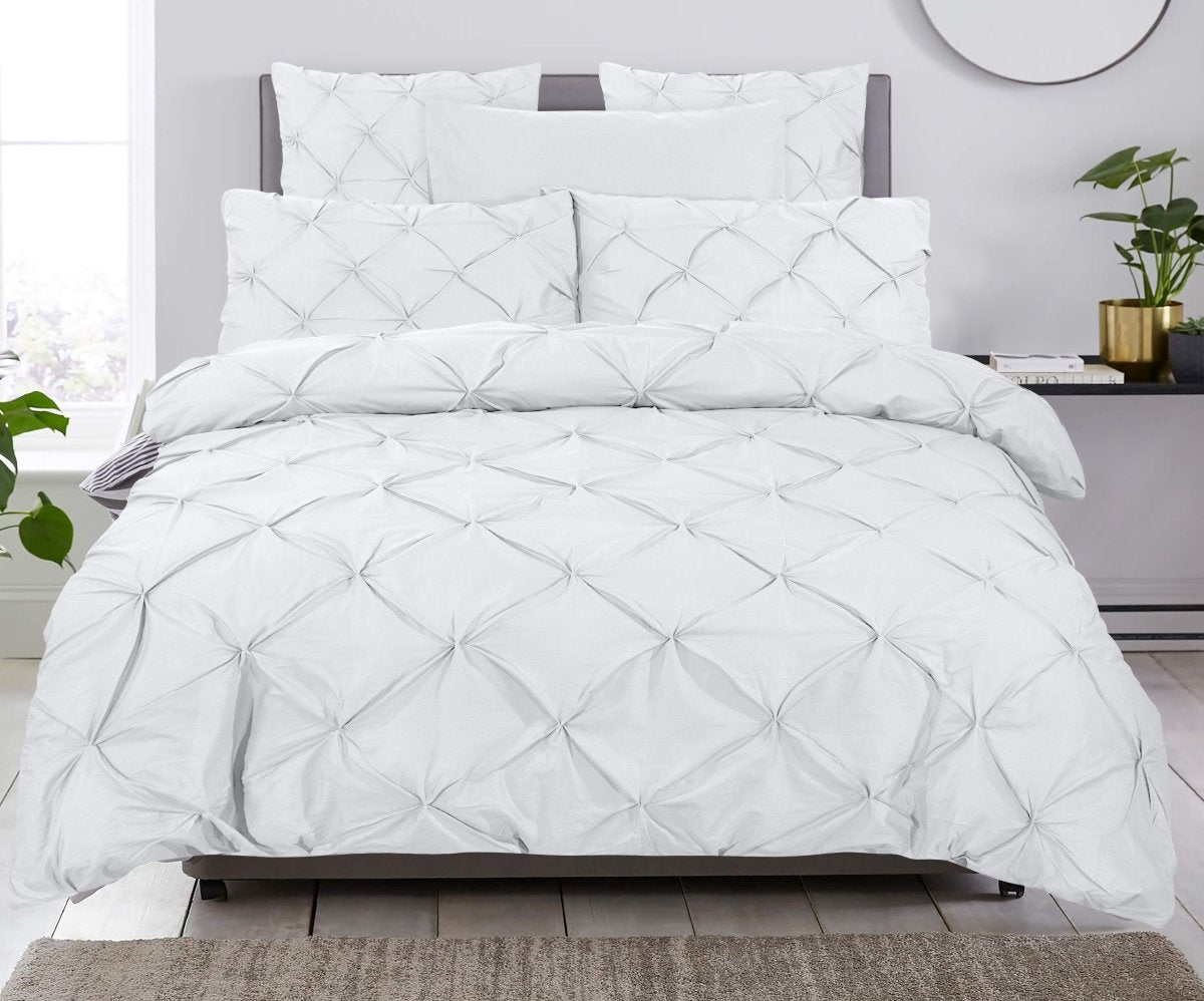 100% Cotton Duvet Cover Set Salvador | White | Single - 140cm (W) x 220cm (L) - The Bedding & Blankets Store