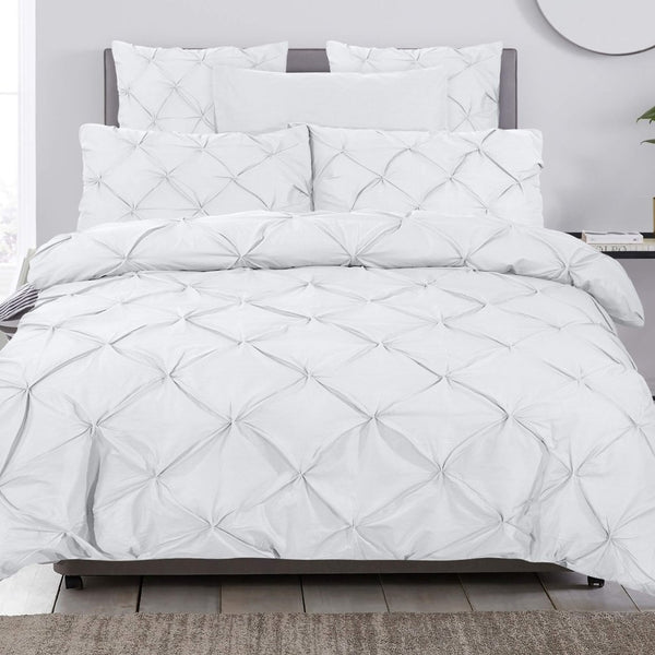 100% Cotton Duvet Cover Set Salvador | White | Single - 140cm (W) x 220cm (L) - The Bedding & Blankets Store