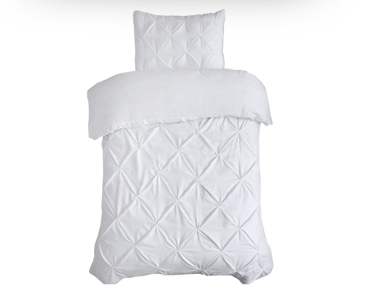 100% Cotton Duvet Cover Set Salvador | White | Single - 140cm (W) x 220cm (L) - The Bedding & Blankets Store