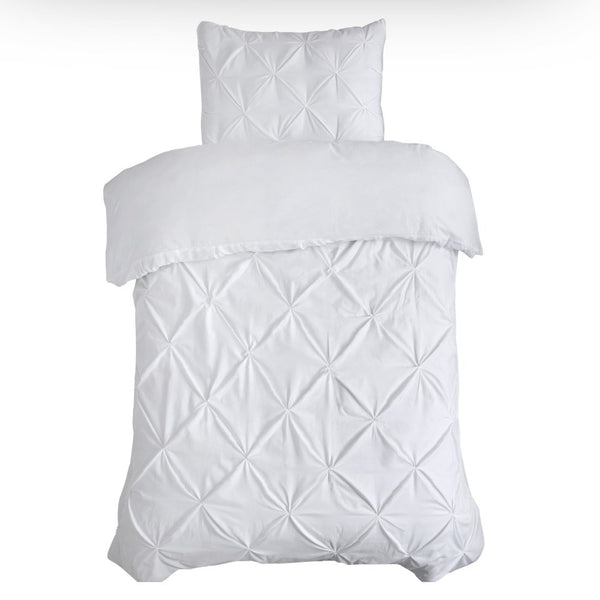 100% Cotton Duvet Cover Set Salvador | White | Single - 140cm (W) x 220cm (L) - The Bedding & Blankets Store