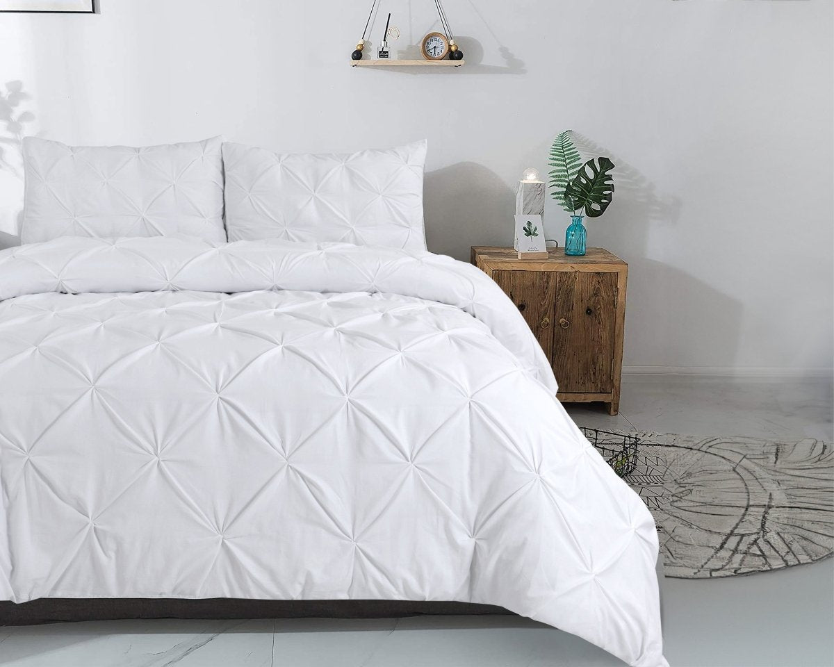 100% Cotton Duvet Cover Set Salvador | White | Single - 140cm (W) x 220cm (L) - The Bedding & Blankets Store