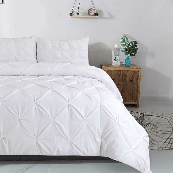 100% Cotton Duvet Cover Set Salvador | White | Single - 140cm (W) x 220cm (L) - The Bedding & Blankets Store