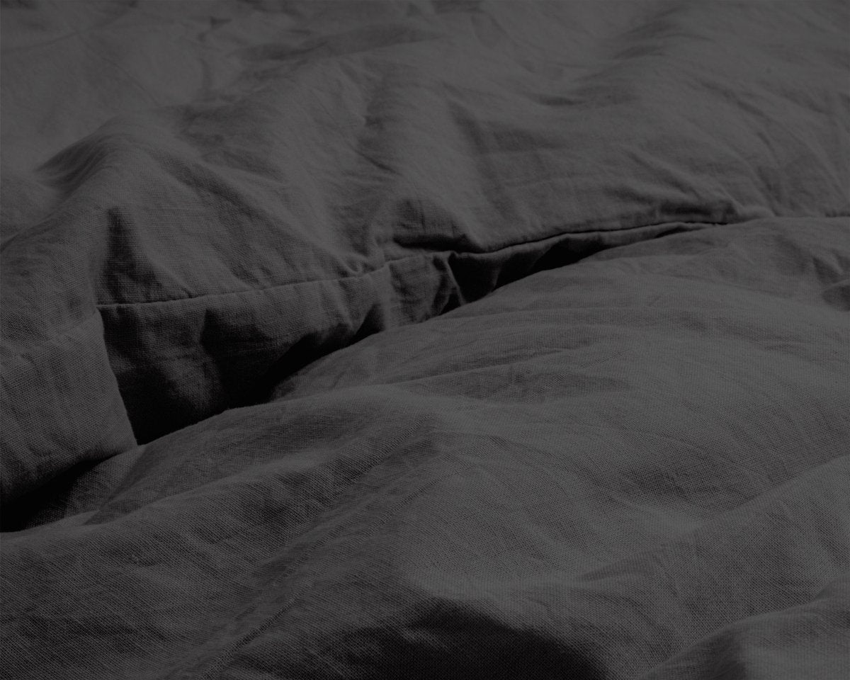 100% Cotton Duvet Cover Set Stone Washed | Anthracite | Single - 135cm (W) x 200cm (L) - The Bedding & Blankets Store