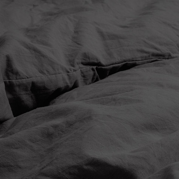 100% Cotton Duvet Cover Set Stone Washed | Anthracite | Single - 135cm (W) x 200cm (L) - The Bedding & Blankets Store