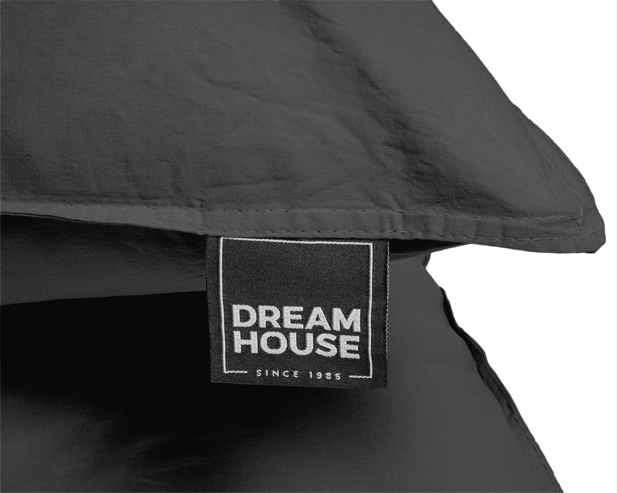 100% Cotton Duvet Cover Set Stone Washed | Anthracite | Single - 135cm (W) x 200cm (L) - The Bedding & Blankets Store