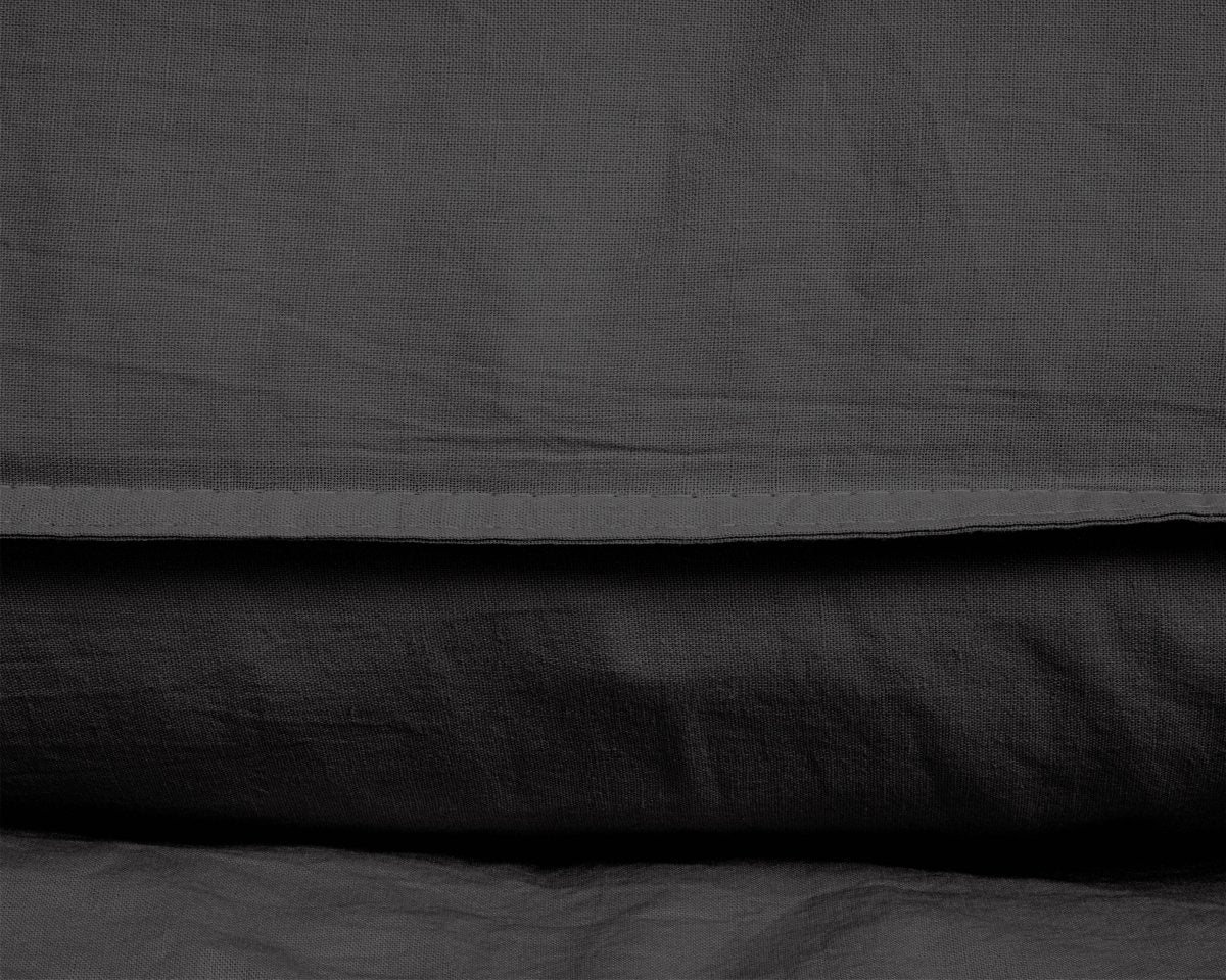 100% Cotton Duvet Cover Set Stone Washed | Anthracite | Single - 135cm (W) x 200cm (L) - The Bedding & Blankets Store