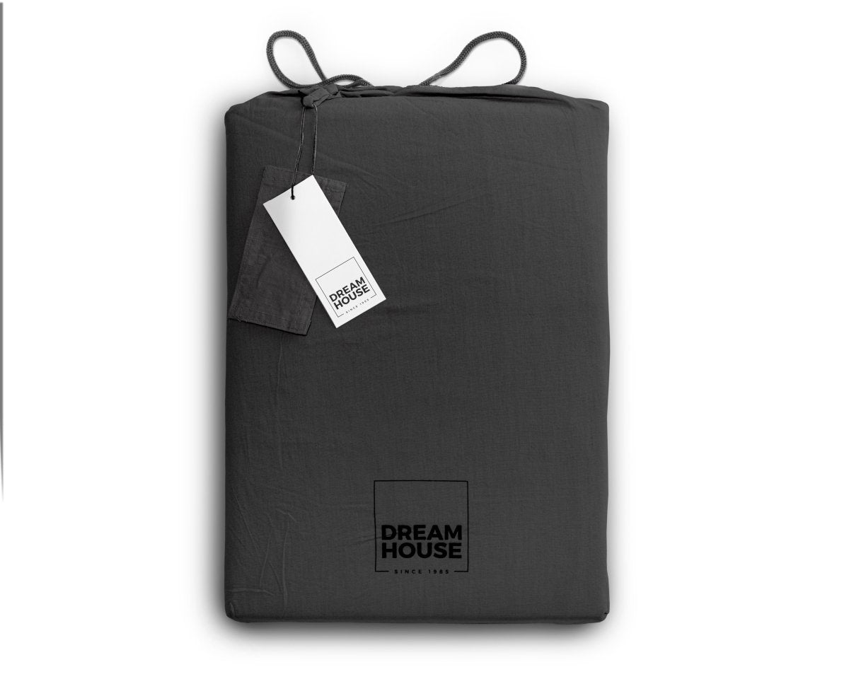 100% Cotton Duvet Cover Set Stone Washed | Anthracite | Single - 135cm (W) x 200cm (L) - The Bedding & Blankets Store