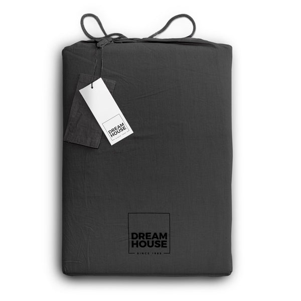 100% Cotton Duvet Cover Set Stone Washed | Anthracite | Single - 135cm (W) x 200cm (L) - The Bedding & Blankets Store