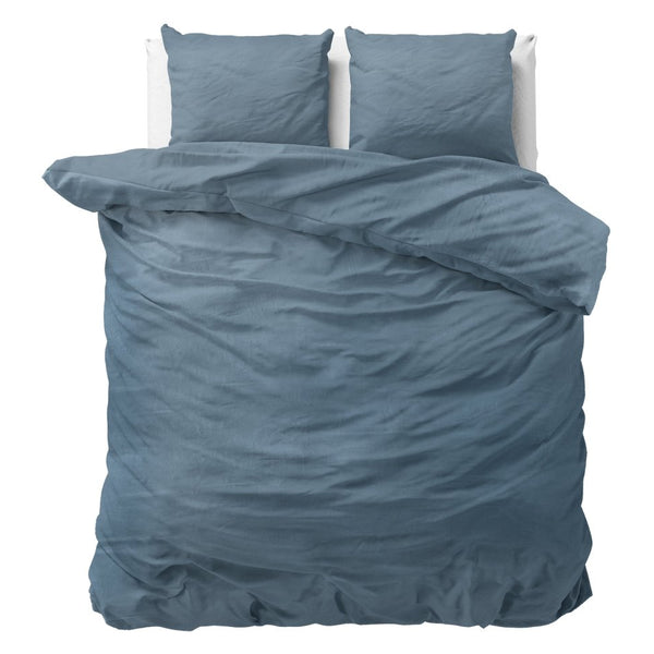 100% Cotton Duvet Cover Set Stone Washed | Blue | Pack of 2 | Single - 135cm (W) x 200cm (L) - The Bedding & Blankets Store