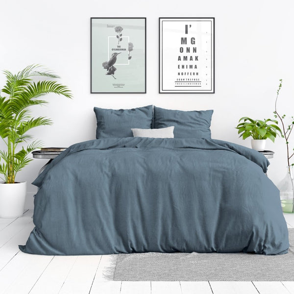 100% Cotton Duvet Cover Set Stone Washed | Blue | Pack of 2 | Single - 135cm (W) x 200cm (L) - The Bedding & Blankets Store