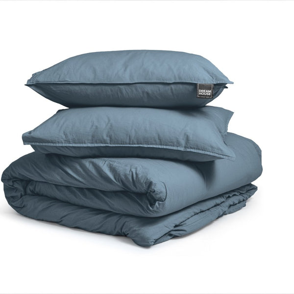 100% Cotton Duvet Cover Set Stone Washed | Blue | Pack of 2 | Single - 135cm (W) x 200cm (L) - The Bedding & Blankets Store