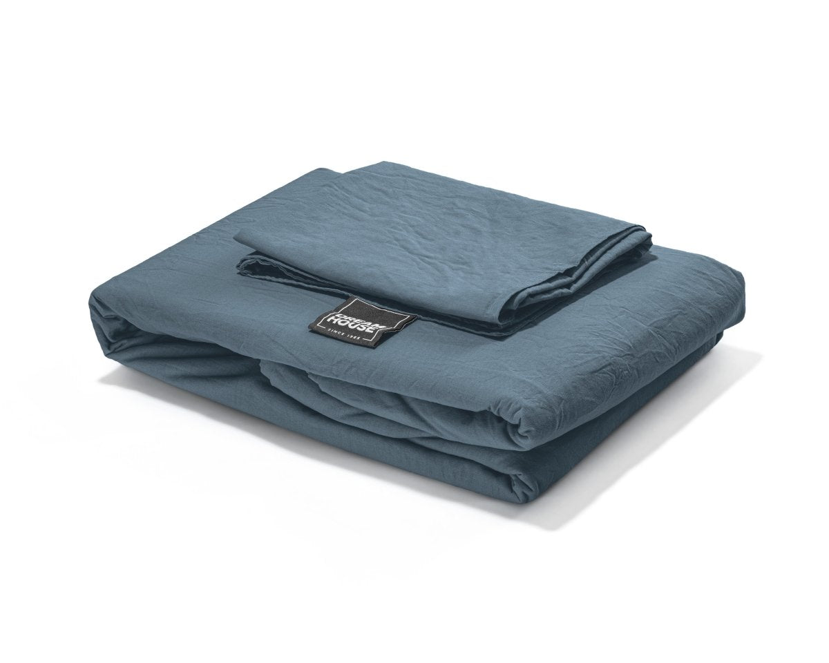 100% Cotton Duvet Cover Set Stone Washed | Blue | Single - 135cm (W) x 200cm (L) - The Bedding & Blankets Store