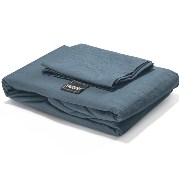 100% Cotton Duvet Cover Set Stone Washed | Blue | Single - 135cm (W) x 200cm (L) - The Bedding & Blankets Store