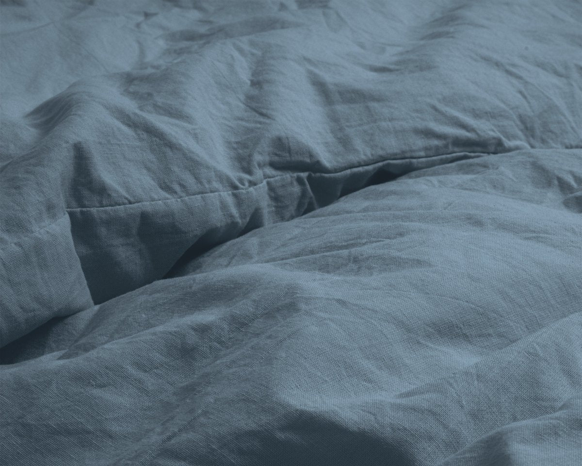 100% Cotton Duvet Cover Set Stone Washed | Blue | Single - 135cm (W) x 200cm (L) - The Bedding & Blankets Store