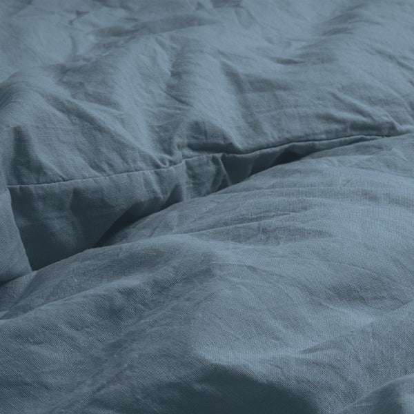 100% Cotton Duvet Cover Set Stone Washed | Blue | Single - 135cm (W) x 200cm (L) - The Bedding & Blankets Store