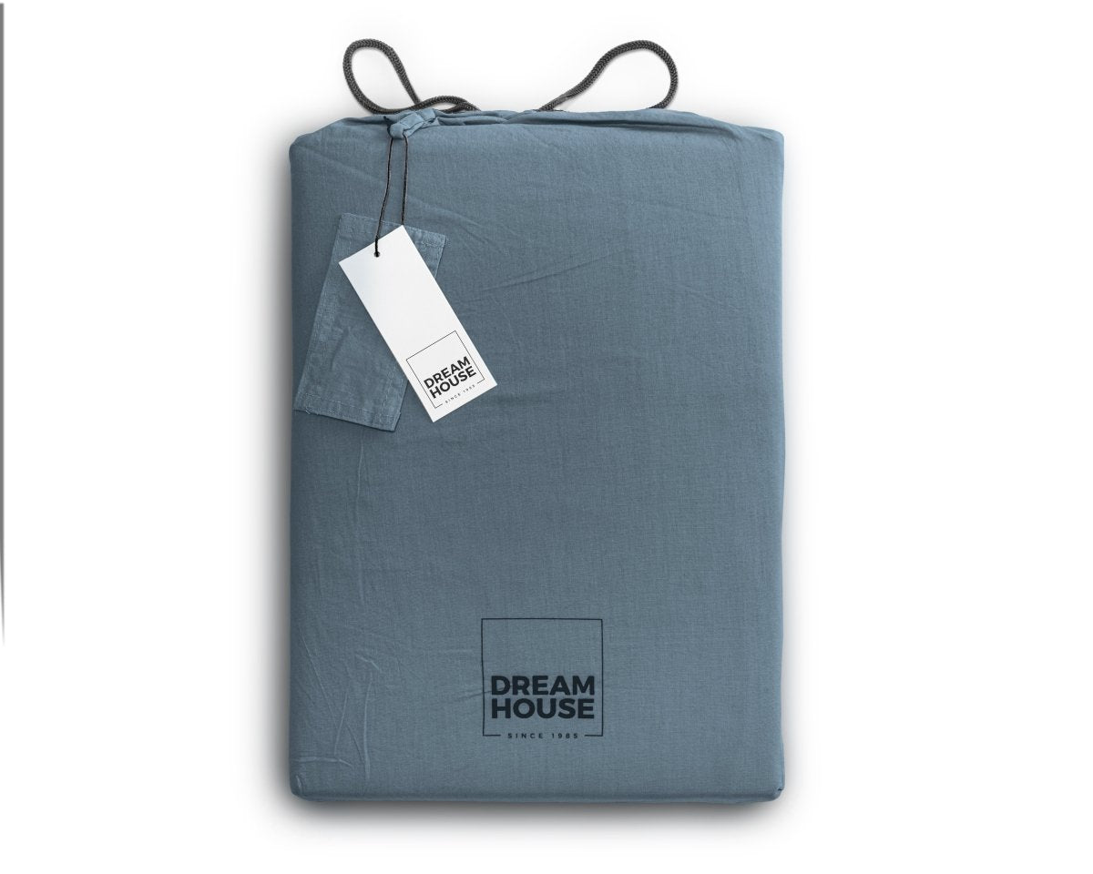 100% Cotton Duvet Cover Set Stone Washed | Blue | Single - 135cm (W) x 200cm (L) - The Bedding & Blankets Store