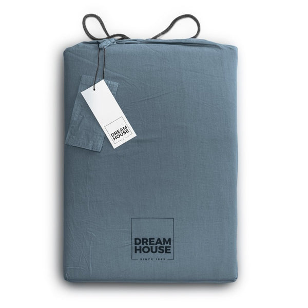 100% Cotton Duvet Cover Set Stone Washed | Blue | Single - 135cm (W) x 200cm (L) - The Bedding & Blankets Store