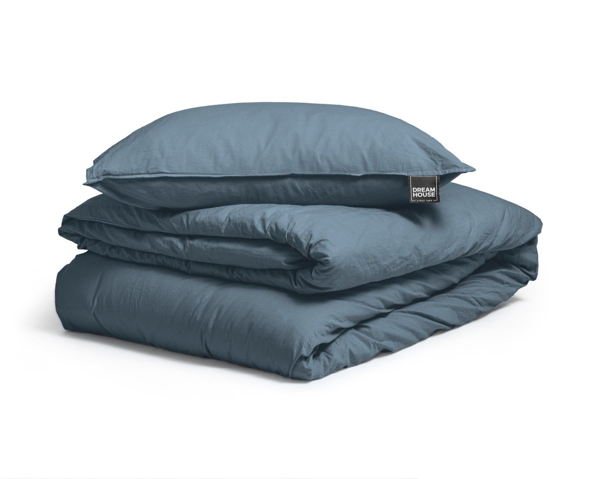 100% Cotton Duvet Cover Set Stone Washed | Blue | Single - 135cm (W) x 200cm (L) - The Bedding & Blankets Store