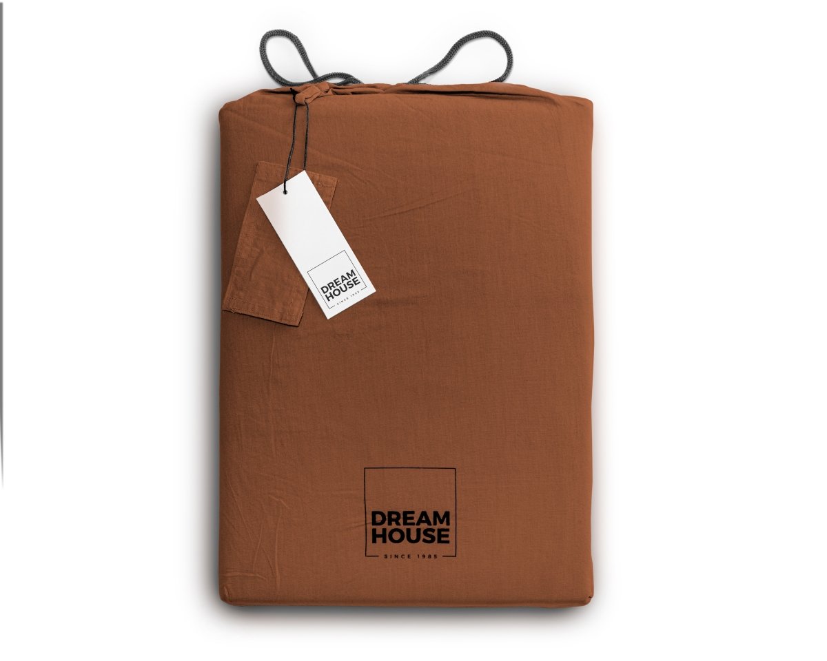 100% Cotton Duvet Cover Set Stone Washed | Brown | Single - 140cm (W) x 220cm (L) - The Bedding & Blankets Store