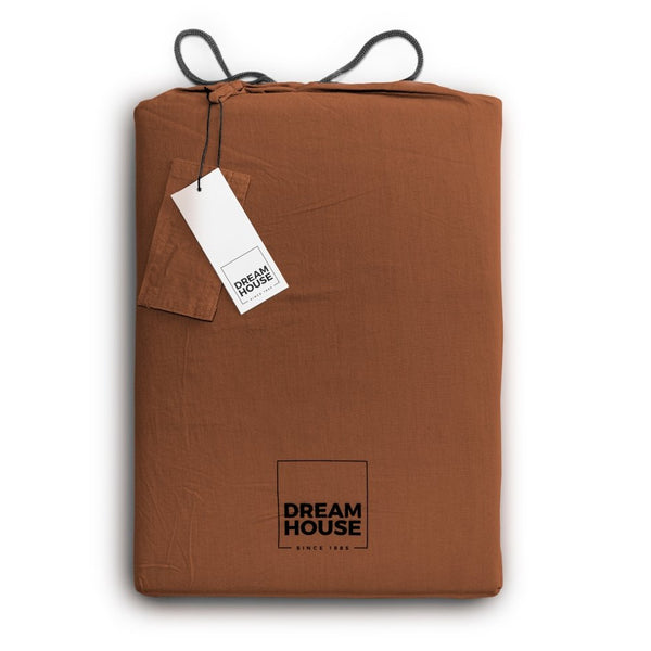 100% Cotton Duvet Cover Set Stone Washed | Brown | Single - 140cm (W) x 220cm (L) - The Bedding & Blankets Store