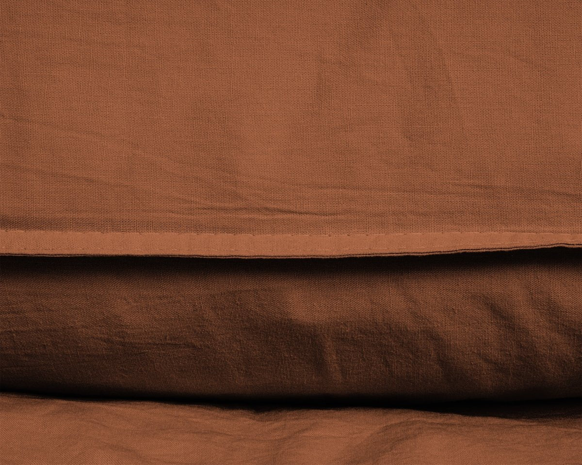 100% Cotton Duvet Cover Set Stone Washed | Brown | Single - 140cm (W) x 220cm (L) - The Bedding & Blankets Store