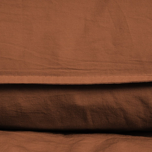 100% Cotton Duvet Cover Set Stone Washed | Brown | Single - 140cm (W) x 220cm (L) - The Bedding & Blankets Store