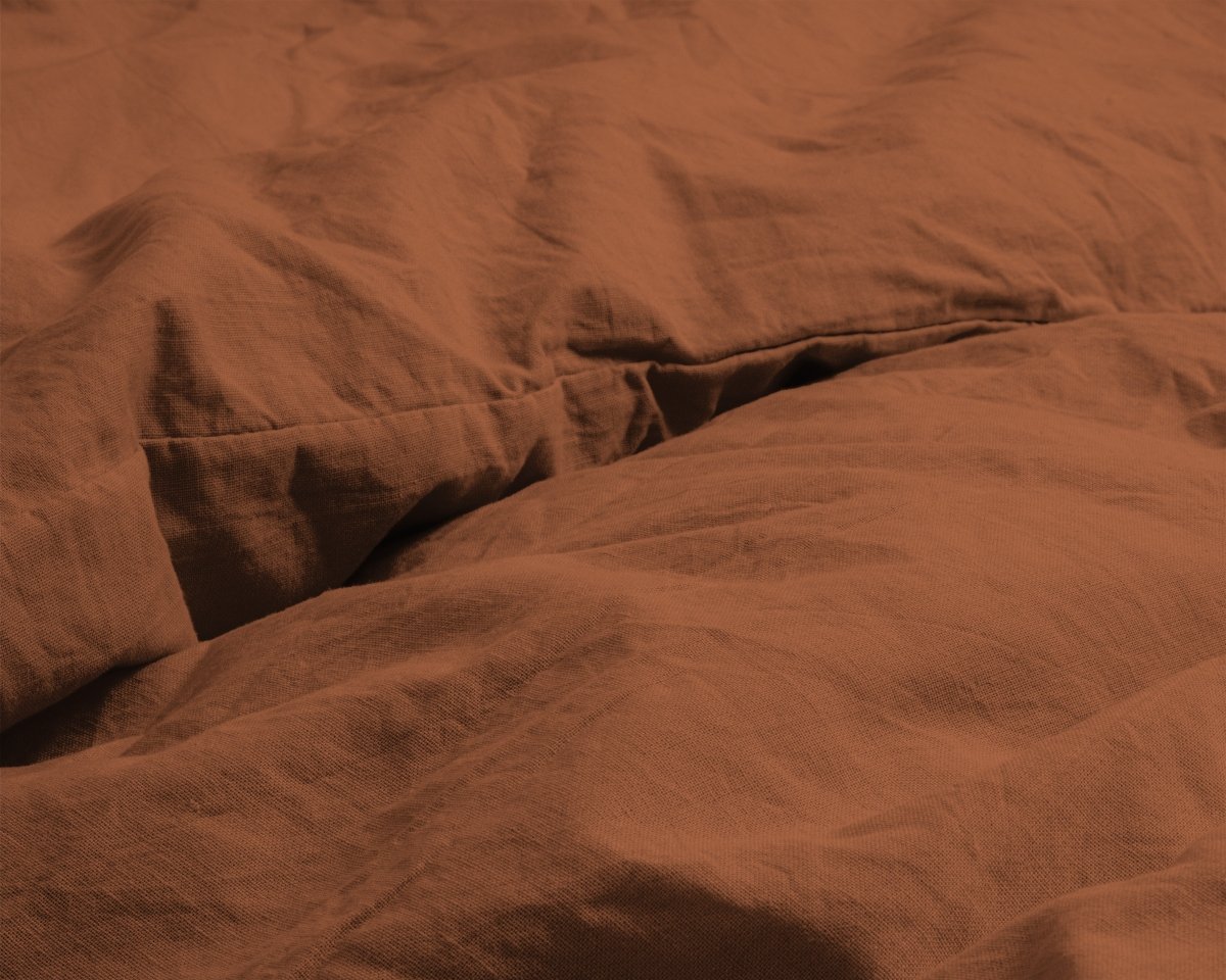 100% Cotton Duvet Cover Set Stone Washed | Brown | Single - 140cm (W) x 220cm (L) - The Bedding & Blankets Store