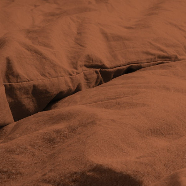 100% Cotton Duvet Cover Set Stone Washed | Brown | Single - 140cm (W) x 220cm (L) - The Bedding & Blankets Store