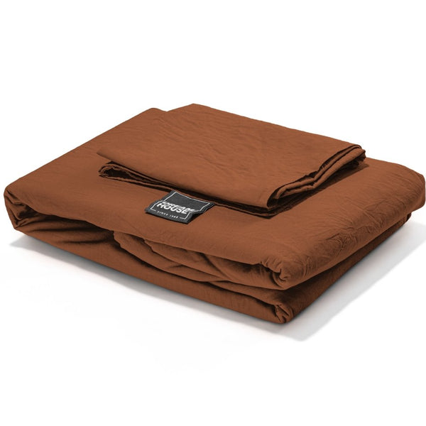 100% Cotton Duvet Cover Set Stone Washed | Brown | Single - 140cm (W) x 220cm (L) - The Bedding & Blankets Store