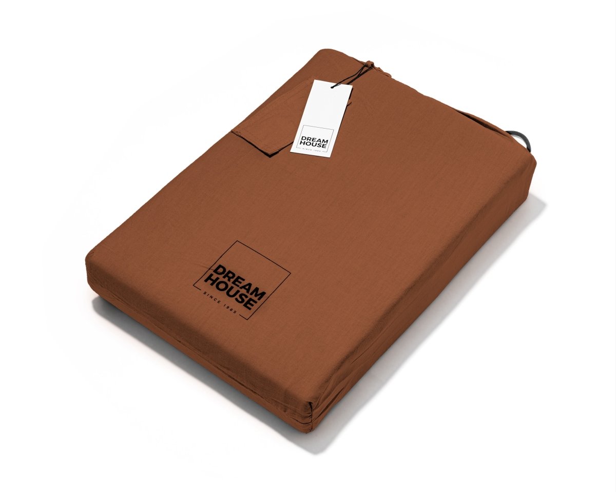 100% Cotton Duvet Cover Set Stone Washed | Brown | Single - 140cm (W) x 220cm (L) - The Bedding & Blankets Store
