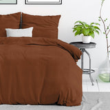100% Cotton Duvet Cover Set Stone Washed | Brown | Single - 140cm (W) x 220cm (L) - The Bedding & Blankets Store