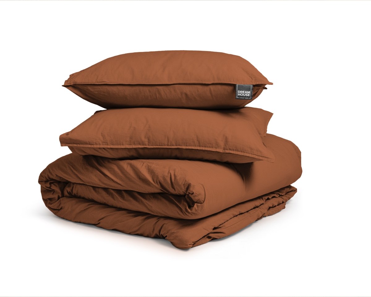 100% Cotton Duvet Cover Set Stone Washed | Brown | Single - 140cm (W) x 220cm (L) - The Bedding & Blankets Store