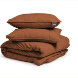 100% Cotton Duvet Cover Set Stone Washed | Brown | Single - 140cm (W) x 220cm (L) - The Bedding & Blankets Store