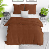 100% Cotton Duvet Cover Set Stone Washed | Brown | Single - 140cm (W) x 220cm (L) - The Bedding & Blankets Store