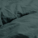 100% Cotton Duvet Cover Set Stone Washed | Dark Green | Single - 140cm (W) x 220cm (L) - The Bedding & Blankets Store