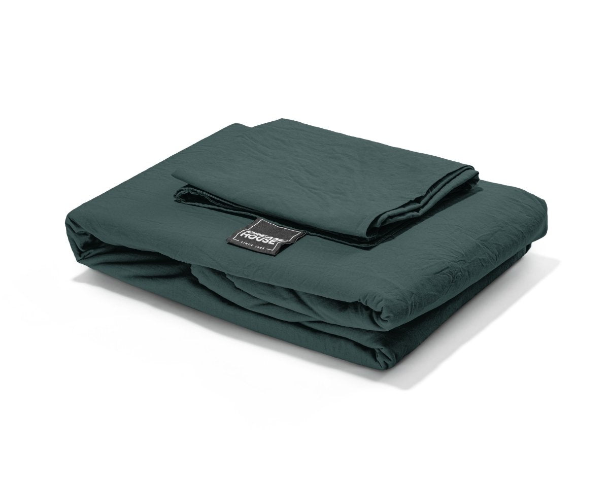 100% Cotton Duvet Cover Set Stone Washed | Dark Green | Single - 140cm (W) x 220cm (L) - The Bedding & Blankets Store