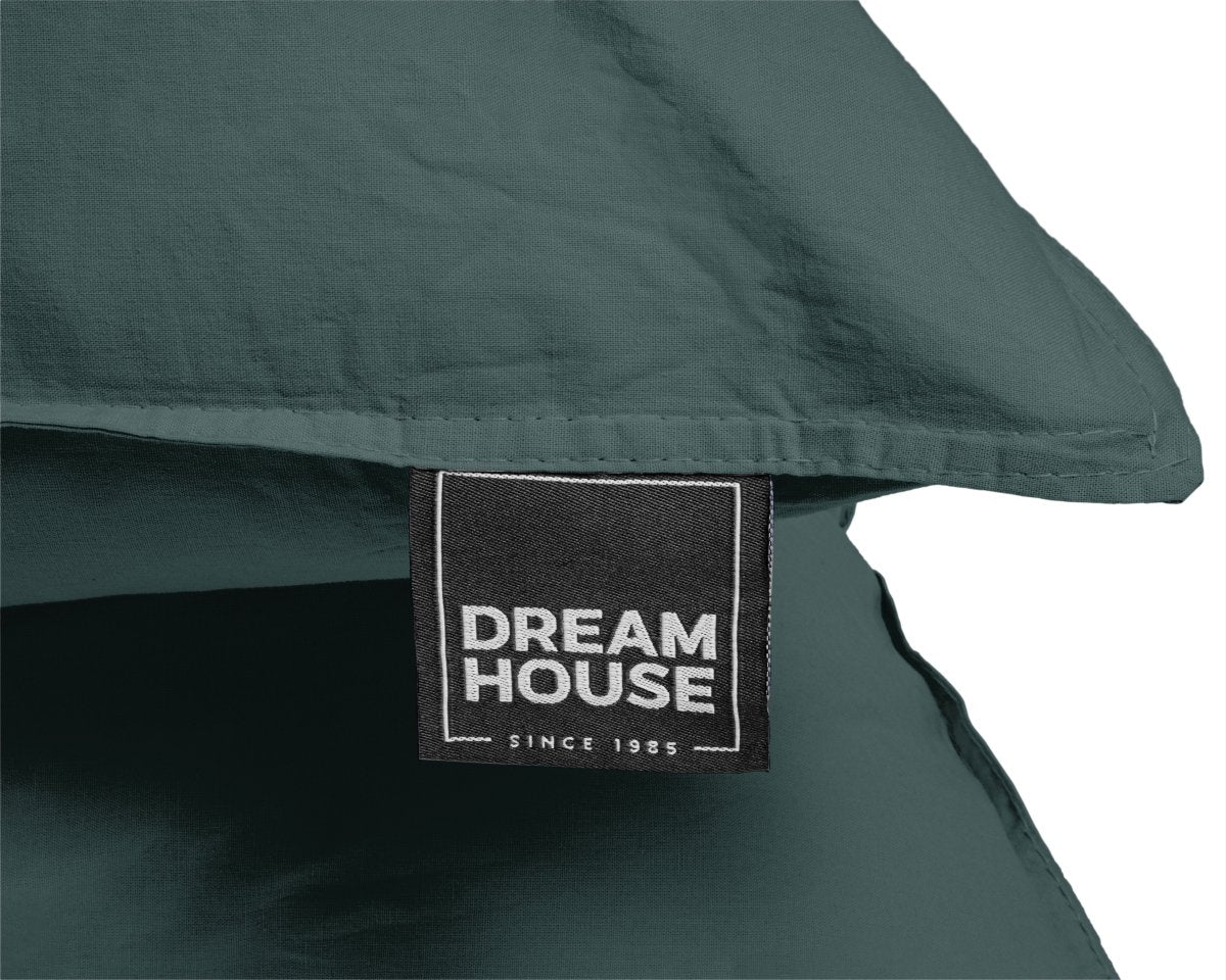 100% Cotton Duvet Cover Set Stone Washed | Dark Green | Single - 140cm (W) x 220cm (L) - The Bedding & Blankets Store