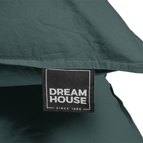 100% Cotton Duvet Cover Set Stone Washed | Dark Green | Single - 140cm (W) x 220cm (L) - The Bedding & Blankets Store