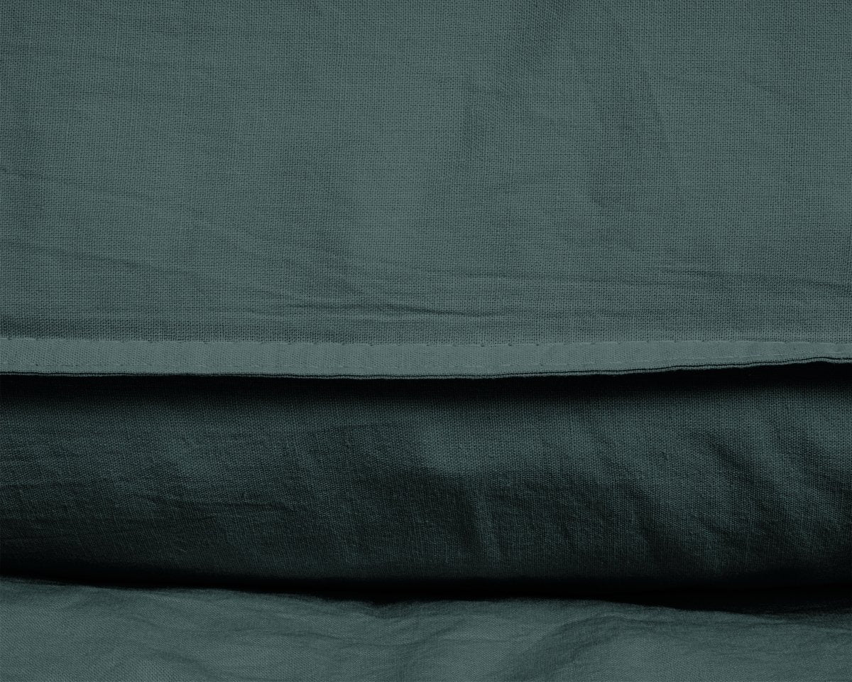 100% Cotton Duvet Cover Set Stone Washed | Dark Green | Single - 140cm (W) x 220cm (L) - The Bedding & Blankets Store